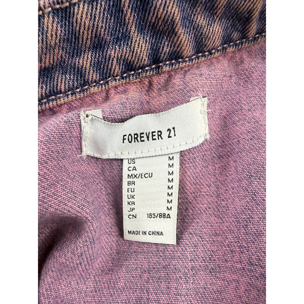 FOREVER 21 Acid Wash Denim Jacket Purple Women's M Oversized Trucker Jean Coat - Picture 3 of 16